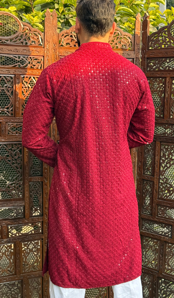 Men's Faux-Georgette Hakoba Kurta - HONC0266668