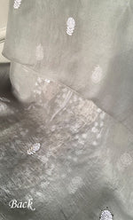 Load image into Gallery viewer, Mainaaj Women's Lakhnavi Handcrafted Pure Organza Chikankari Unstitched Kurta And Dupatta Set- HONC0256615