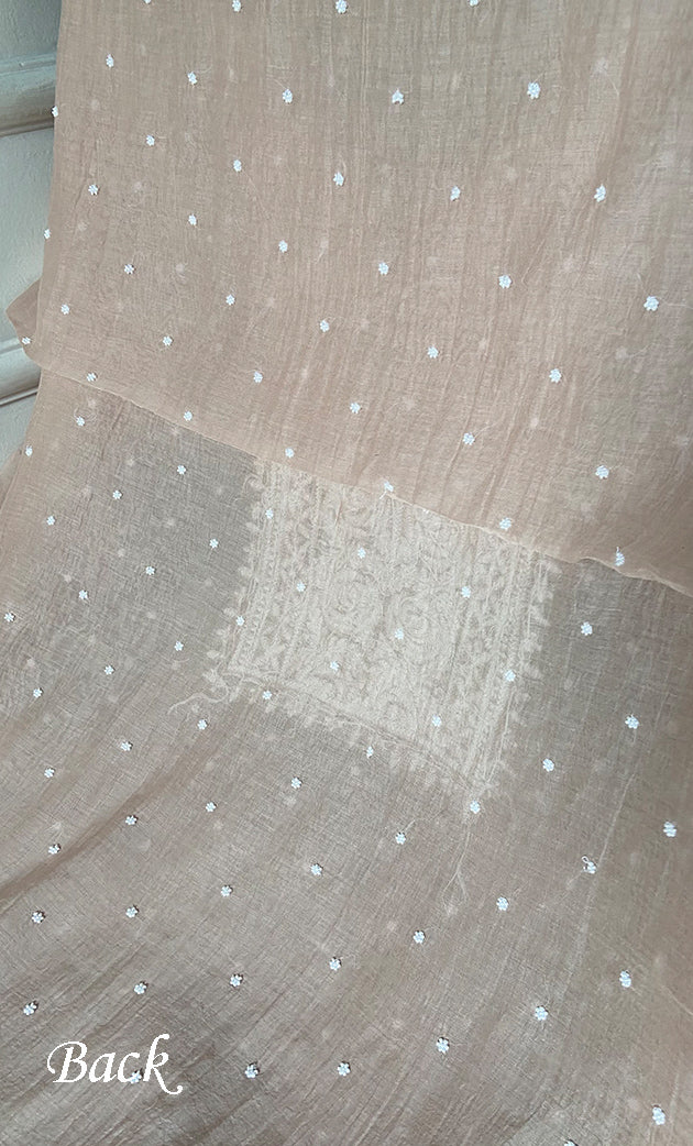 Women's Lakhnavi Handcrafted Unstitchd Mul Chanderi Kurta And Dupatta Set - HONC0338195