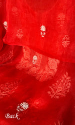 Load image into Gallery viewer, Women's Lakhnavi Handcrafted Pure Organza Chikankari Unstitched Kurta And Dupatta Set- HONC0311701