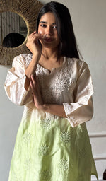 Load image into Gallery viewer, Riddhi Women's Lakhnavi Handcrafted Chanderi Silk Chikankari Top And Pant Set - HONC03607320