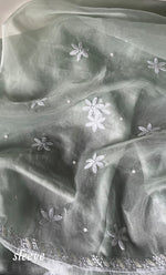 将图像加载到图库查看器中， Women&#39;s Lakhnavi Handcrafted Organza Chikankari Unstitched Full Suit Material - HONC0270896

