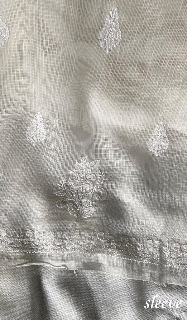 Women's Lucknowi Handcrafted Kota Cotton Chikankari Kurta And Dupatta Set - HONC0217684