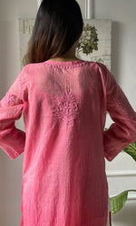 Load image into Gallery viewer, Women&#39;s Lucknowi Handcrafted Mul Chanderi Chikankari Kurti - HONC0308046

