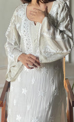 Load image into Gallery viewer, Women&#39;s Lucknowi Handcrafted Muslin Chikankari Kurti - HONC0292556

