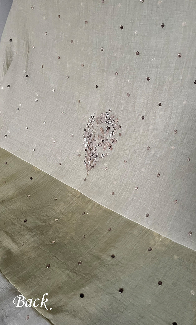 Women's Lakhnavi Handcrafted Mul Chanderi Unstitched Chikankari Full Suit Material - HONC0328514