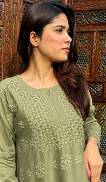 Load image into Gallery viewer, Hania Women's Lakhnavi Handcrafted Chanderi Silk Chikankari Top - HONC0383281