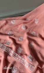 Load image into Gallery viewer, Women&#39;s Lakhnavi Handcrafted Pure Silk Georgette Chikankari Kurta And Dupatta Set - HONC0291001
