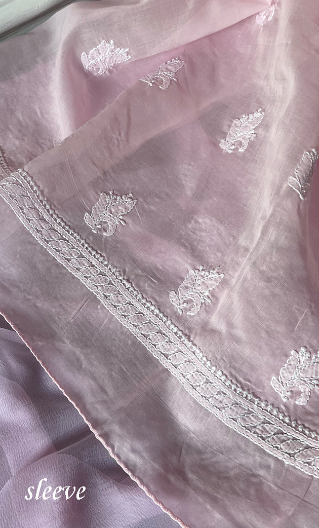 Women's Lakhnavi Handcrafted Unstitched Cotton Chikankari Suit Material - HONC0317386