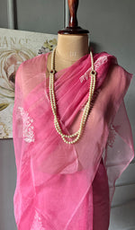 Load image into Gallery viewer, Women&#39;s Lucknowi Handcrafted Pure Organza Silk Chikankari Saree - HONC0294650
