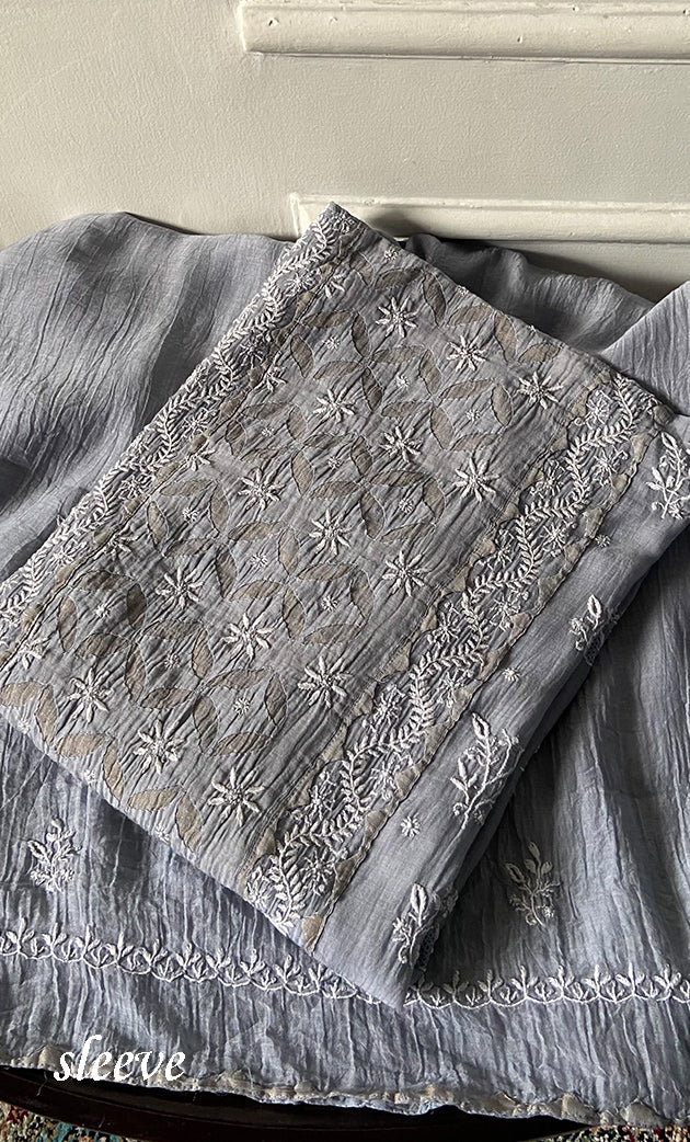 Women's Lakhnavi Handcrafted Mul Chanderi Semi - Stitched Kurta And Dupatta Set - HONC0339043