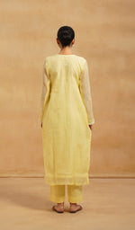 将图像加载到图库查看器中， Saziya Women's Lakhnavi Handcrafted Mul Chanderi Chikankari Stitched Kurta, Dupatta And Pant Set - HONC0798462