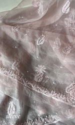 Load image into Gallery viewer, Women&#39;s Lakhnavi Handcrafted Organza Chikankari Unstitched Full Suit Material - HONC0271220
