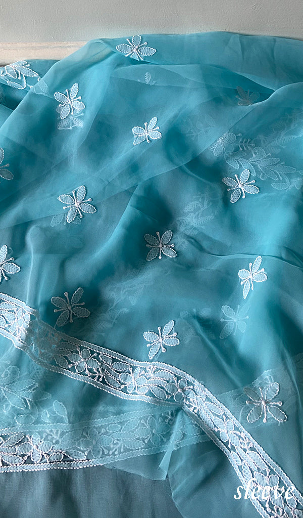 Women's Lucknowi Handcrafted Faux-Georgette Unstitched Chikankari Suit Material - HONC0348763