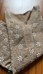 Load image into Gallery viewer, Women&#39;s Lakhnavi Handcrafted Cotton  Chikankari Kurti- HONC0300989
