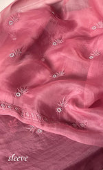 Load image into Gallery viewer, Women&#39;s Lakhnavi Handcrafted Pure Organza Chikankari Unstitched Kurta And Dupatta Set- HONC0314168
