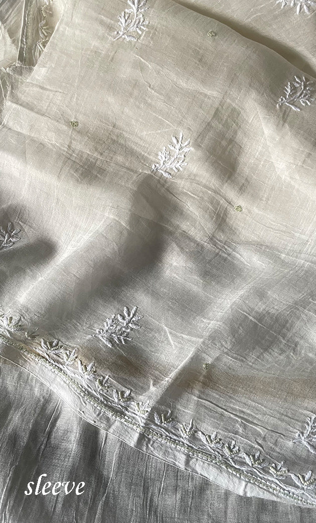 Women's Lakhnavi Handcrafted Mul Chanderi Unstitched Kurta And Dupatta Set- HONC0313317