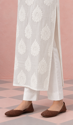 Pakeezah Women's Lucknowi Handcrafted Cotton Chikankari Kurti - HONC0229702