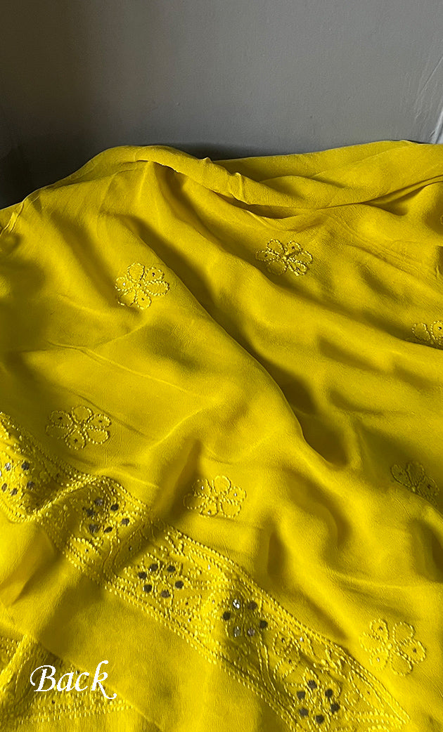 Women's Lakhnavi Handcrafted Viscose Georgette Chikankari Full Suit Material - HONC0271106