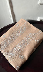 将图像加载到图库查看器中， Lucknowi Handcrafted Maheshwari Mul chanderi Chikankari Unstitched Unisex Kurta Fabric - HONC0300046