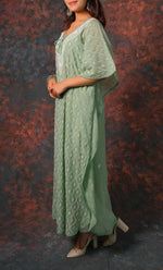 Load image into Gallery viewer, Rabia Women&#39;s Lucknowi Handcrafted Mul chanderi Chikankari Kaftan - HONC0313259
