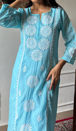 Load image into Gallery viewer, Women's Lakhnavi Handcrafted Kota Cotton Chikankari Kurti - HONC03604470