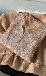 Load image into Gallery viewer, Women&#39;s Lakhnavi Handcrafted Mul Chanderi Semi - Stitched Kurta And Dupatta Set - HONC0309529
