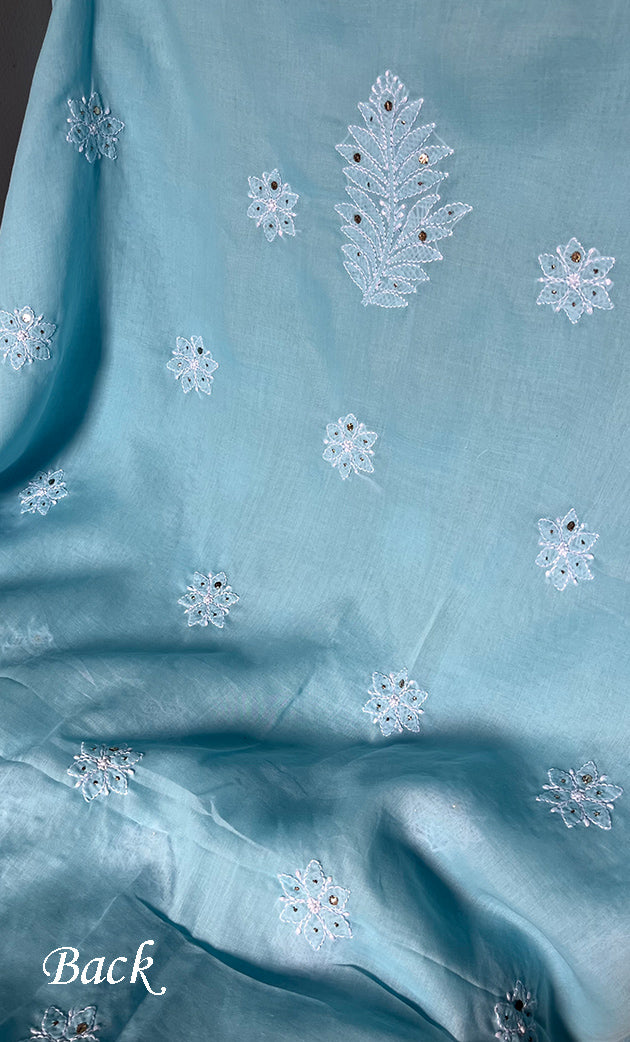 Women's Lakhnavi Handcrafted Unstitched Cotton Chikankari Suit Material - HONC0239976
