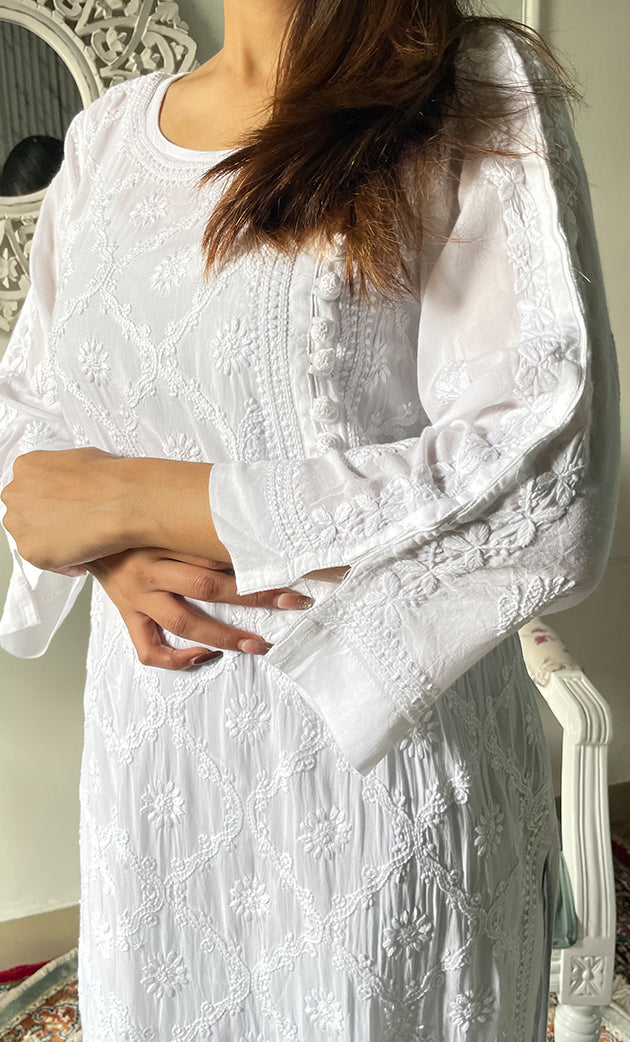 Women's Lucknowi Handcrafted Cotton Chikankari Kurti - HONC0330067