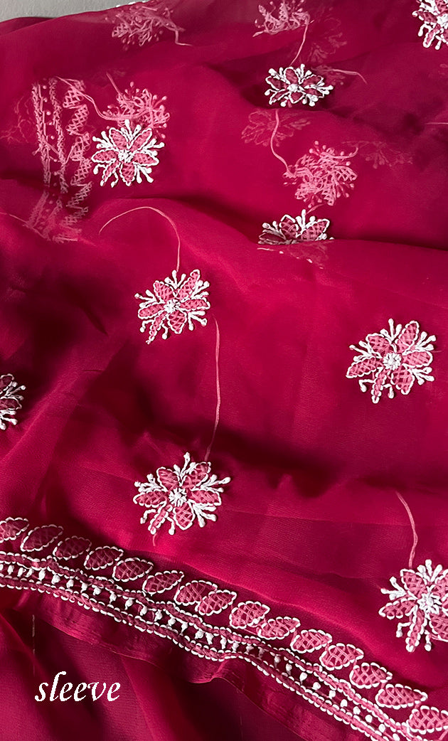 Women's Lucknowi Handcrafted Faux-Georgette Chikankari Suit Material - HONC0311926