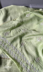 将图像加载到图库查看器中， Women&#39;s Lakhnavi Handcrafted Munga Silk Chikankari Kurta And Dupatta Set- HONC0278122
