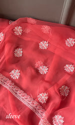 Load image into Gallery viewer, Women's Lakhnavi Handcrafted Unstitched Faux-Georgette Chikankari Suit Material - HONC0311929