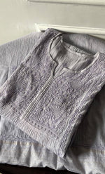 将图像加载到图库查看器中， Women&#39;s Lakhnavi Handcrafted Mul Chanderi Semi - Stitched Kurta And Dupatta Set - HONC0300832
