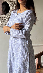 Load image into Gallery viewer, Shagufta Women's Lakhnavi Handcrafted Cotton Chikankari Kurti - HONC0350567