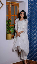 Load image into Gallery viewer, Women&#39;s Lucknowi Handcrafted Modal Cotton Chikankari Angrakha - HONC0210167

