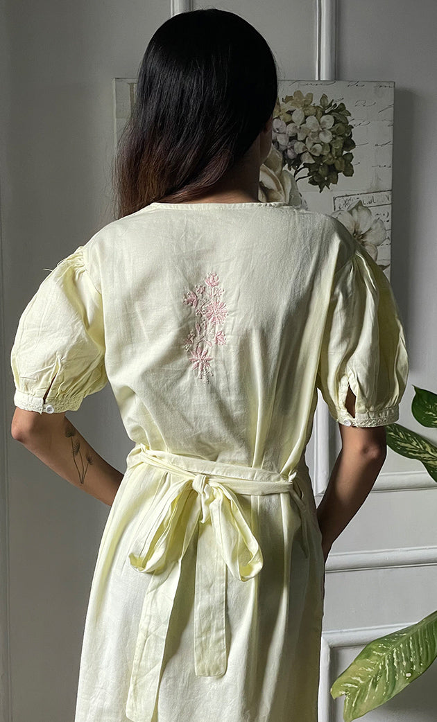 Women's Lucknowi Handcrafted Cotton Chikankari Long Dress - HONC0309330