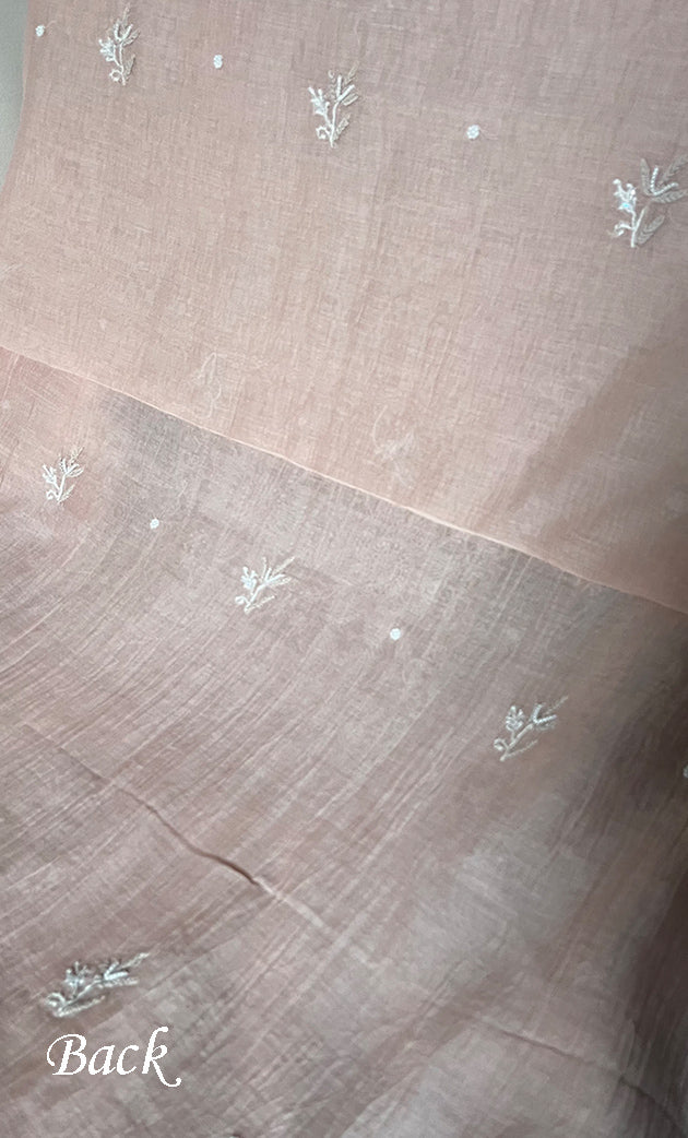 Women's Lakhnavi Handcrafted Mul Chanderi Unstitched Kurta And Dupatta Set- HONC0319474