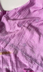 Load image into Gallery viewer, Women's Lakhnavi Handcrafted Mul Chanderi Unstitched Chikankari Full Suit Material - HONC0304381