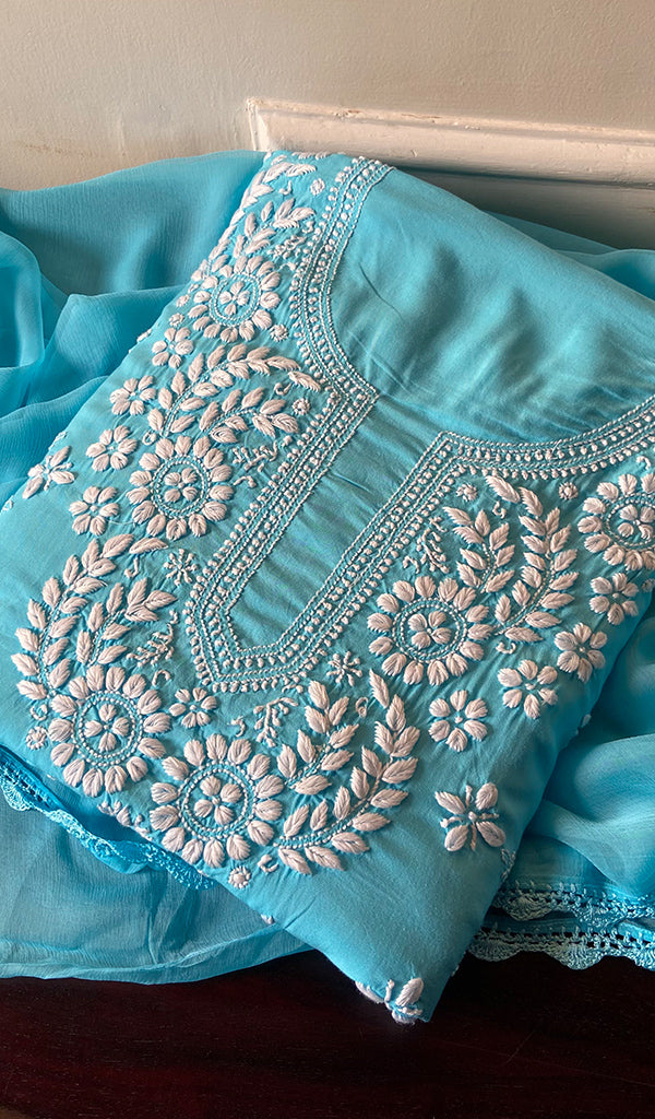 Women's Lakhnavi Handcrafted Modal Cotton Chikankari Suit Material - HONC0275952