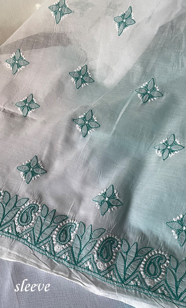 Women's Lakhnavi Handcrafted Unstitched Cotton Chikankari Suit Material - HONC0317409
