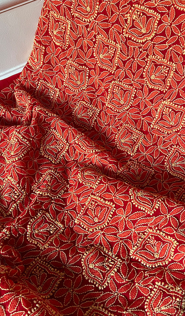 Yumna Women's Lucknowi Handcrafted Faux-Georgette Chikankari Suit Material - HONC0277972