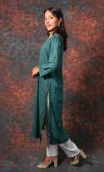 Load image into Gallery viewer, Women&#39;s Lucknowi Handcrafted Modal Cotton Chikankari Kurti - HONC0327138
