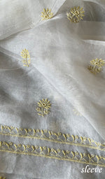 Load image into Gallery viewer, Women&#39;s Lakhnavi Handcrafted Pure Organza Chikankari Unstitched Kurta And Dupatta Set- HONC0271900
