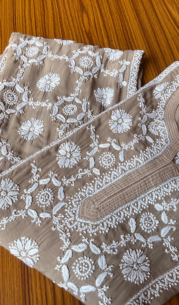 Women's Lucknowi Handcrafted  Modal Cotton Chikankari Kurti - HONC0301033