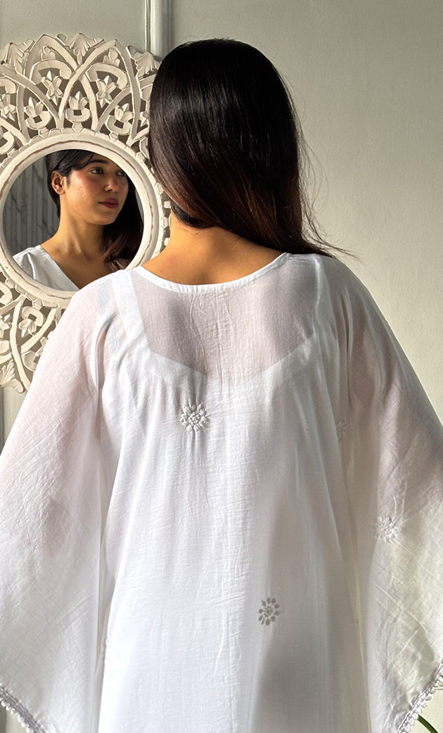 Women's Lucknowi Handcrafted Cotton Chikankari Kaftan - HONC0311104