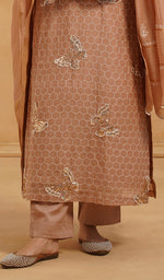 将图像加载到图库查看器中， Women's Lakhnavi Handcrafted Mul Chanderi Chikankari Stitched Kurta, Dupatta And Pant Set - HONC0244565