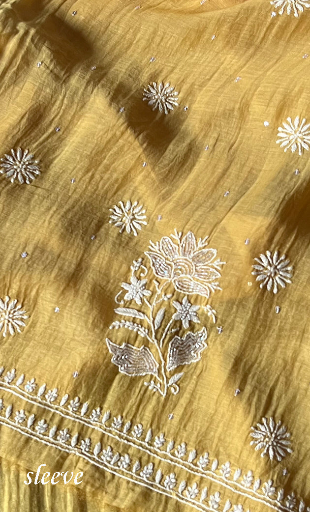 Women's Lakhnavi Handcrafted Mul Chanderi Kurta And Dupatta Set - HONC0301226