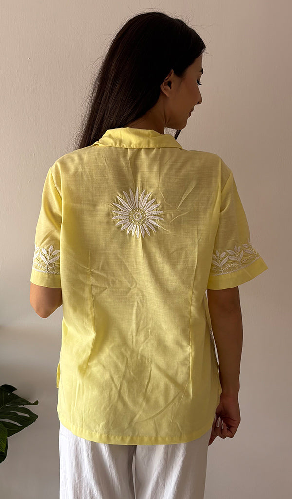 Women's Lakhnavi Handcrafted Cotton Chikankari Top - HONC0376839