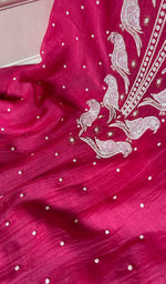 Load image into Gallery viewer, Chidiya Women's Lakhnavi Handcrafted Mul Chanderi Unstitched Chikankari Full Suit Material - HONC0330327