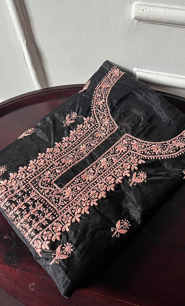 Charvi Women's Lakhnavi Handcrafted Organza Chikankari Unstitched Kurti Fabric - HONC0336183